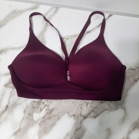 Victoria's Secret Bra 34D Burgundy Wine Lightly Lined Plunge Soft Sexy Underwire - Picture 1 of 6